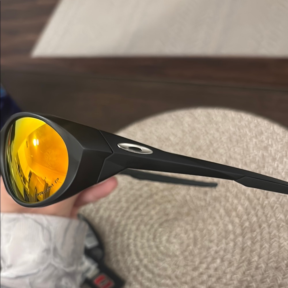 Oakley Eye Jacket Black Sunglasses with Orange-Red Mirrored Lenses - Picture 3 of 8